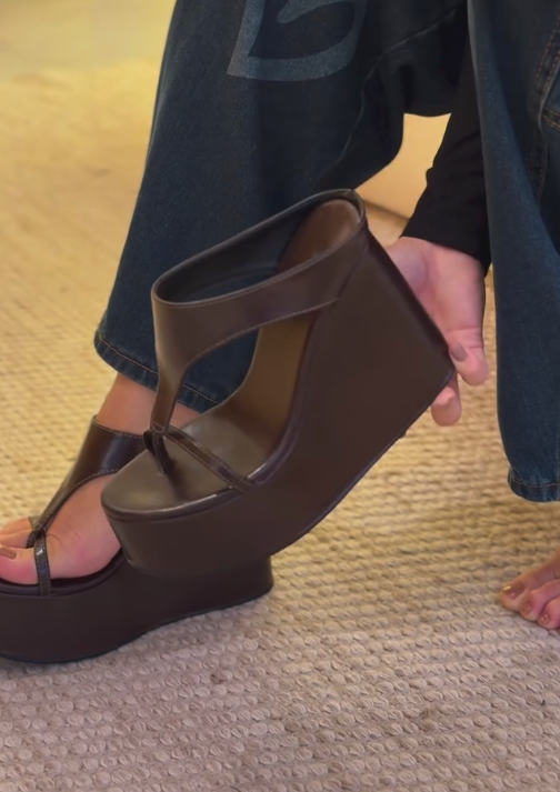 Women's T-Strap Platform Wedge Sandals