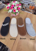 Women's Rhinestone Chain Mesh Flat Slides