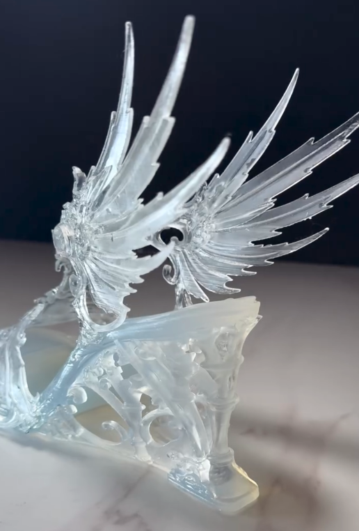 Women's 3D Printed Translucent Winged Fantasy Wedge Sandals