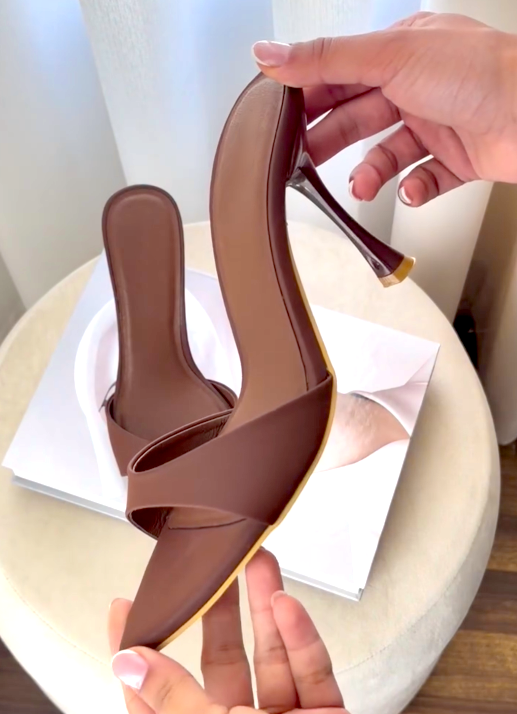 Women's Minimalist Pointed Toe Stiletto Heel Mule Sandals