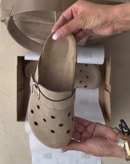 Cork Insole Perforated Birkenstock-Style Mule Clogs
