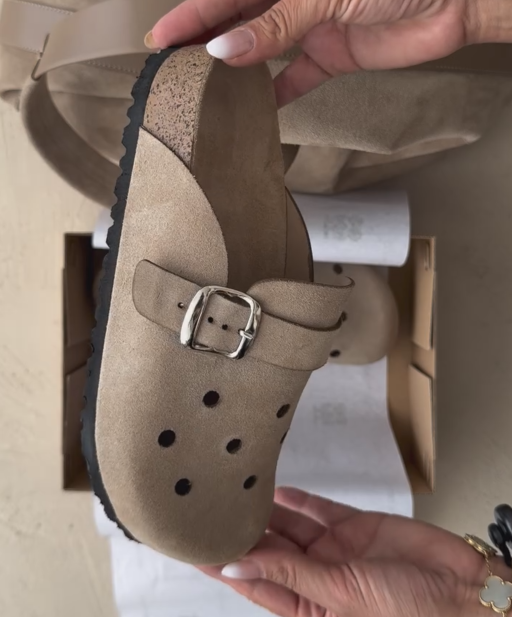 Cork Insole Perforated Birkenstock-Style Mule Clogs