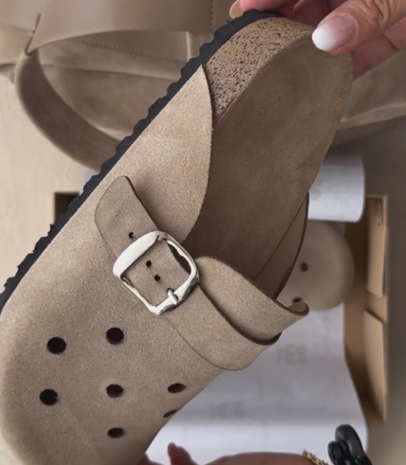 Cork Insole Perforated Birkenstock-Style Mule Clogs