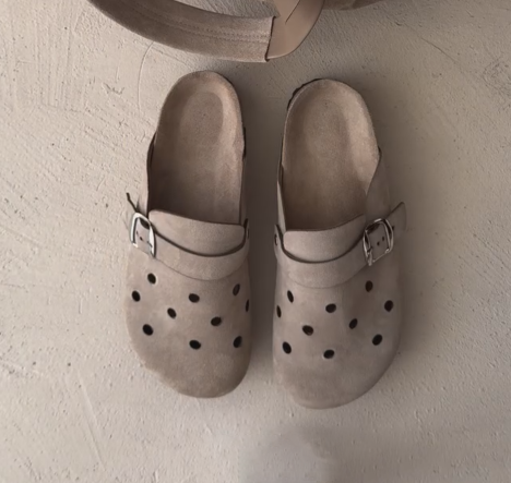 Cork Insole Perforated Birkenstock-Style Mule Clogs