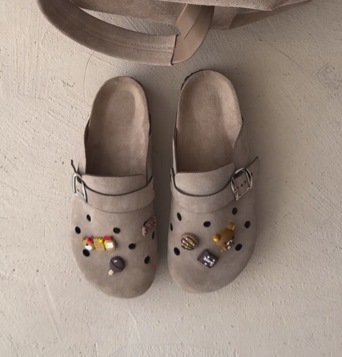 Cork Insole Perforated Birkenstock-Style Mule Clogs