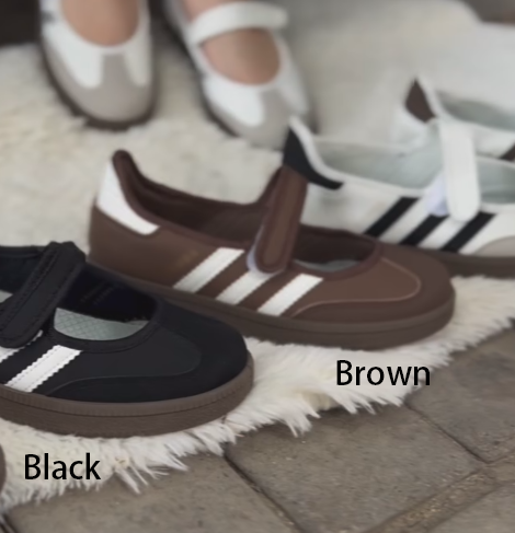 Vintage 3-Stripe Mary Jane Velcro Strap Flat Sneakers