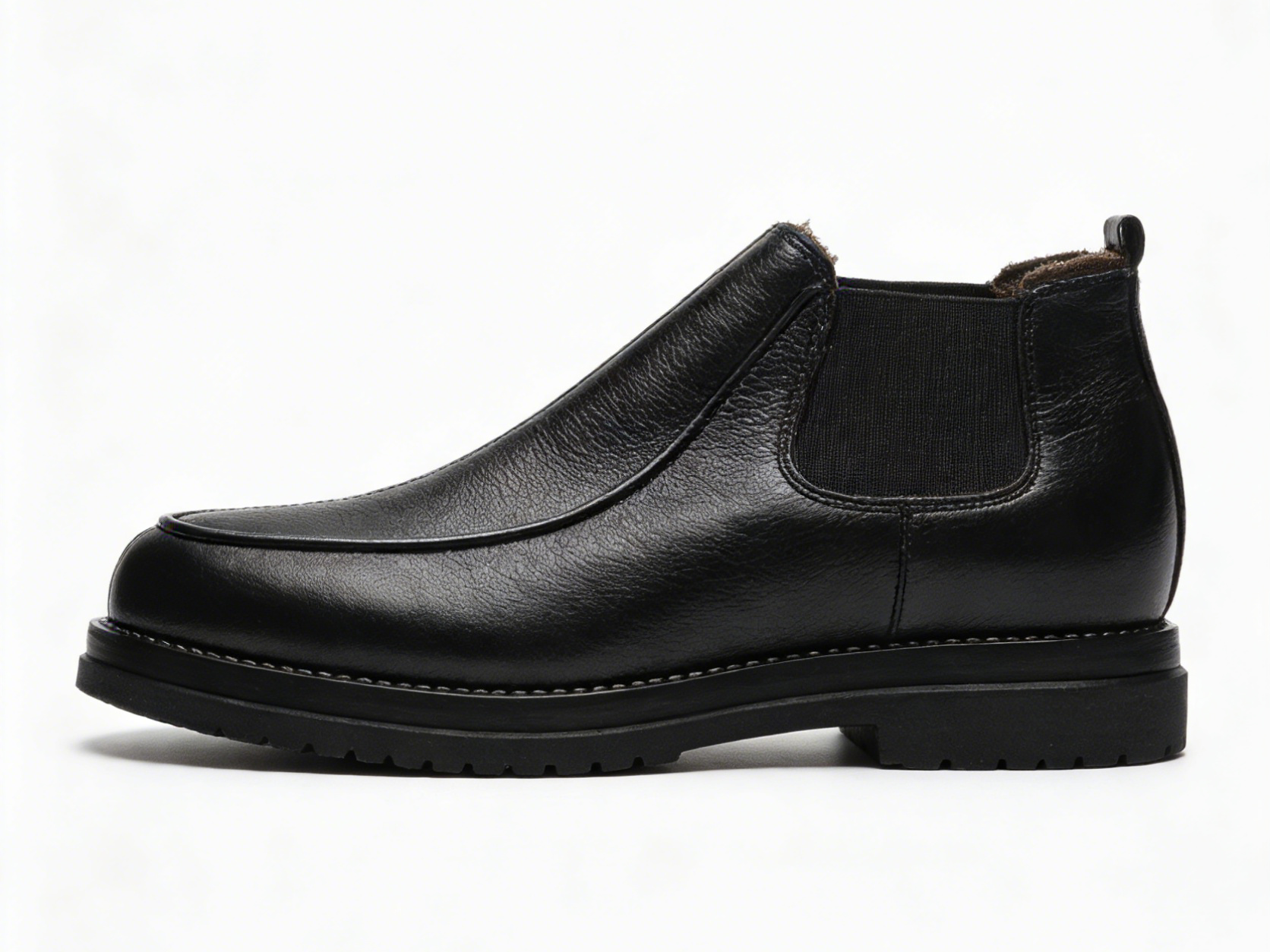 Fleece-Lined Leather Chelsea Boots