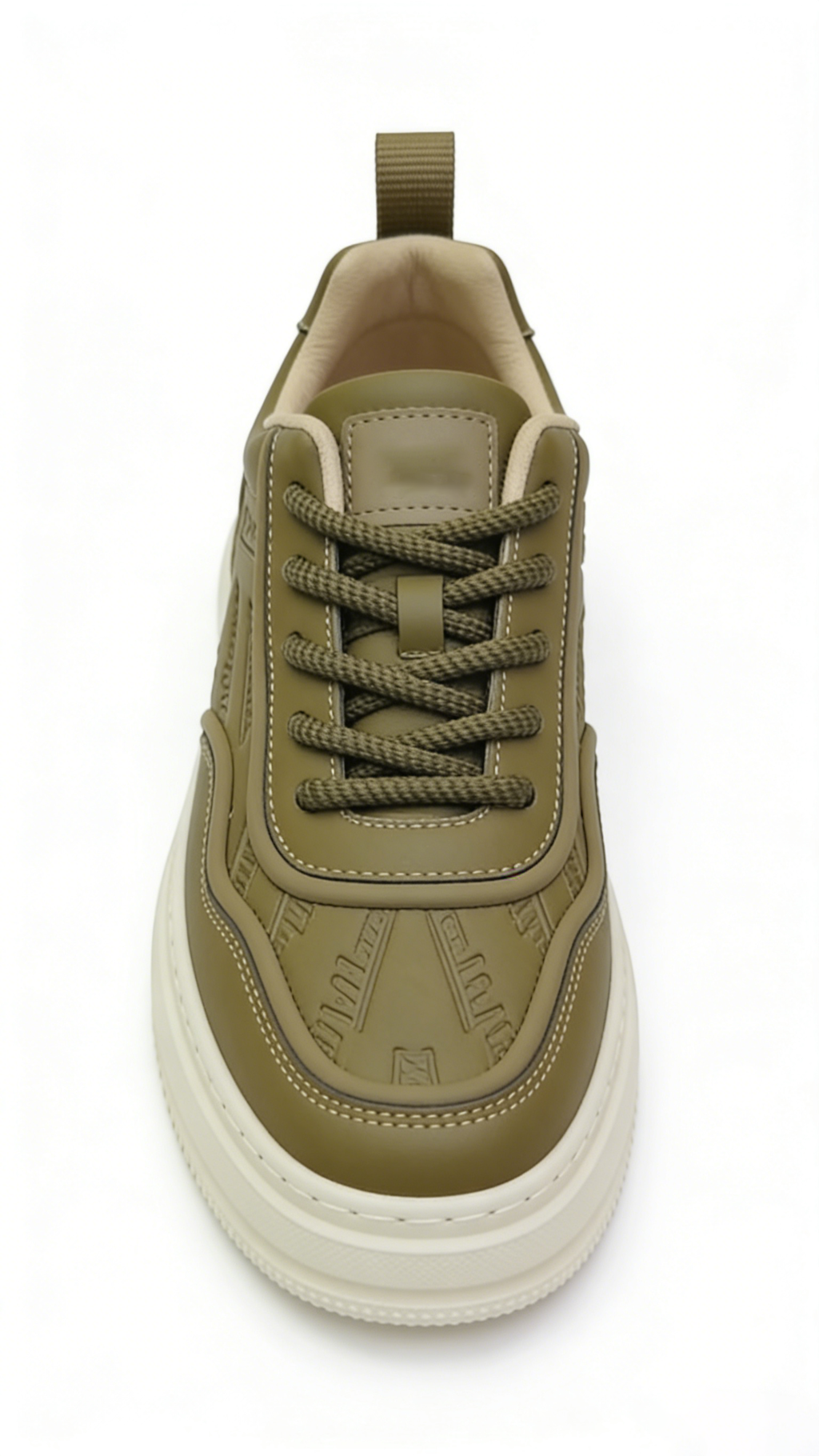 Embossed Script Leather Platform Sneakers