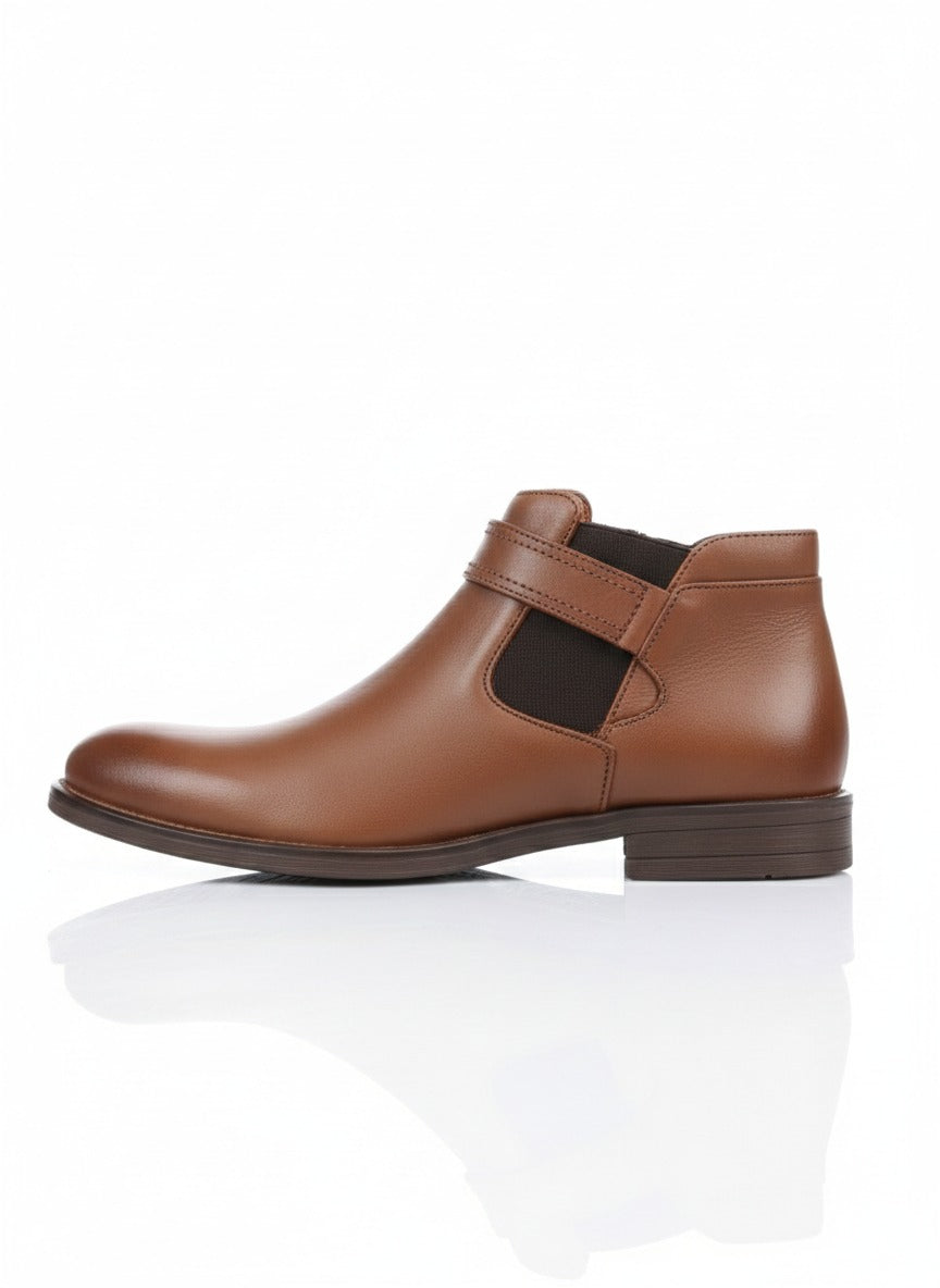 Buckle-Strap Leather Chelsea Boots