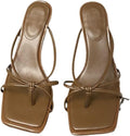 Ladies' Knotted Strap Square-Toe Thong Mule Heels