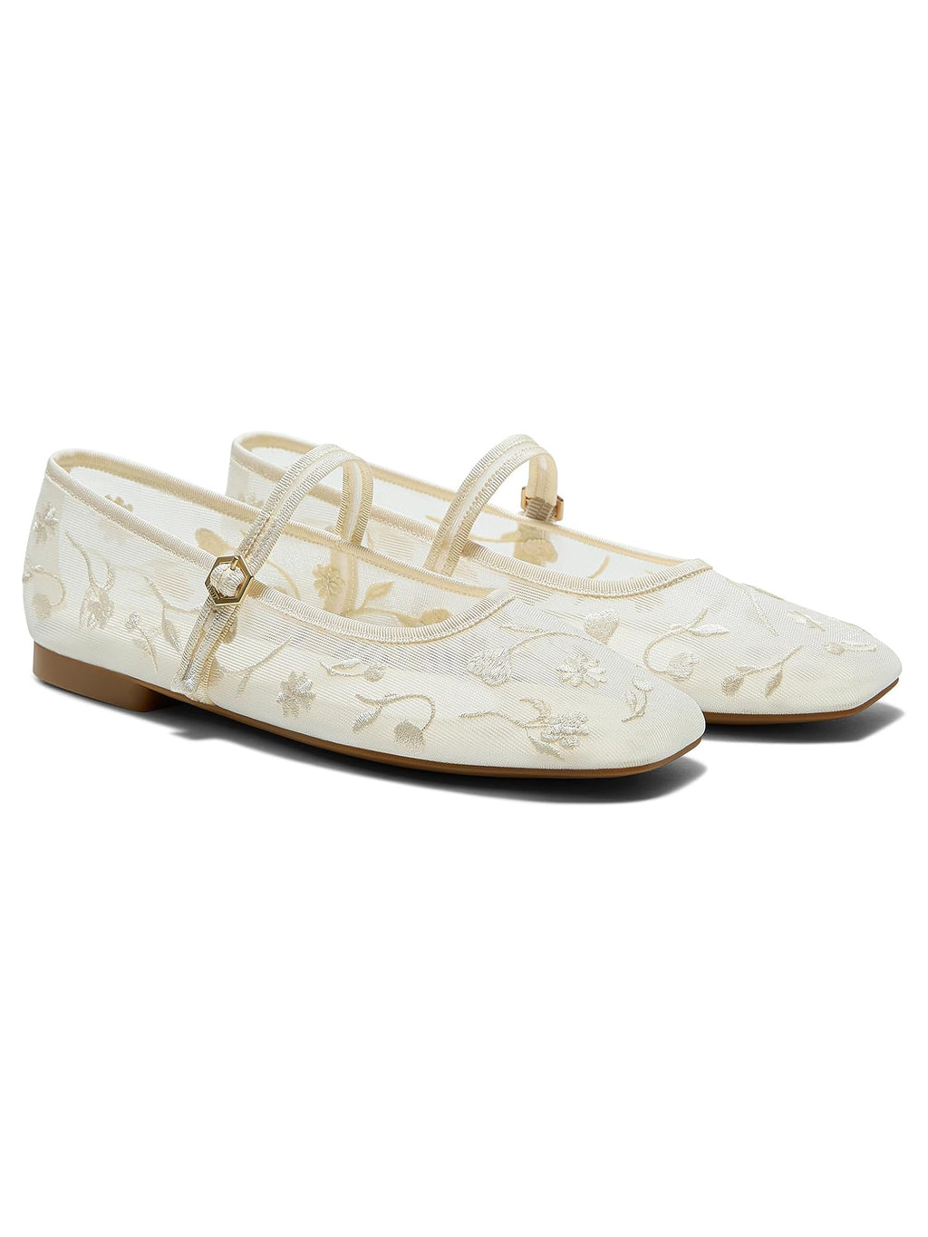Elegant Sheer Mesh Ballet Flats with Gold Buckle