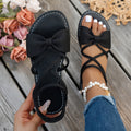 Ladies' Bow Crisscross Elastic Strap Flat Sandals