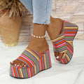 Ladies' Bohemian Striped Platform Wedge Sandals