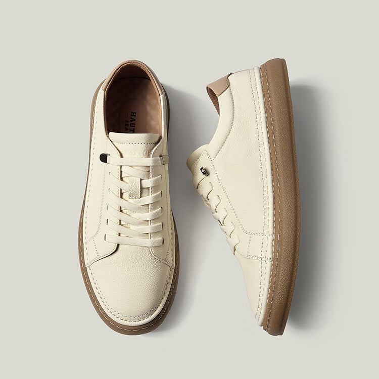 Men's Hand-Stitched Genuine Leather Casual Sneakers