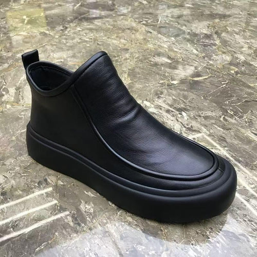 Black Leather Side-Zip Ankle Boots