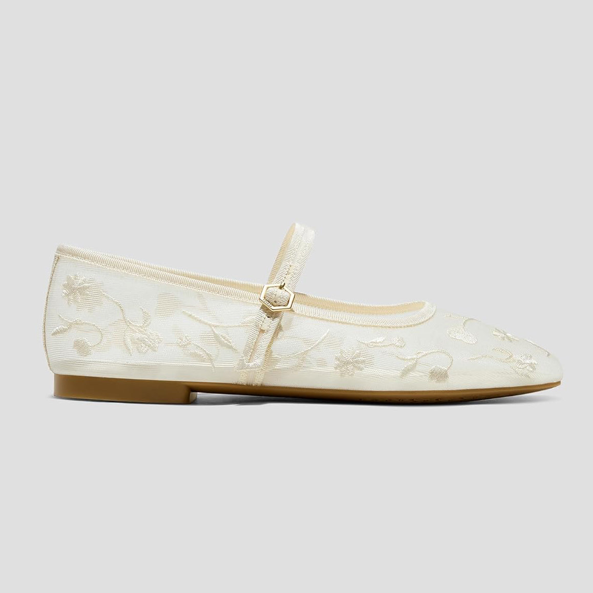 Elegant Sheer Mesh Ballet Flats with Gold Buckle