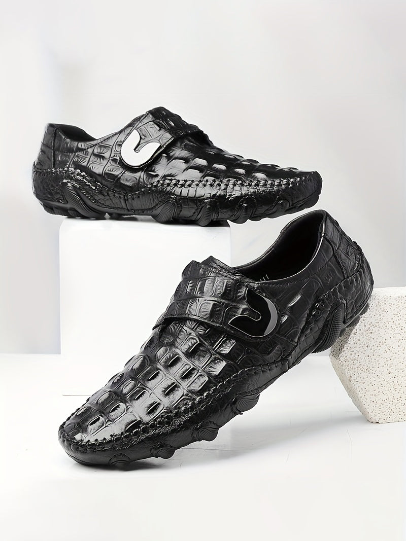 Men's Crocodile Embossed Leather Driving Loafers