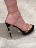 Ladies' Glitter Ankle-Wrap High Heel Sandals
