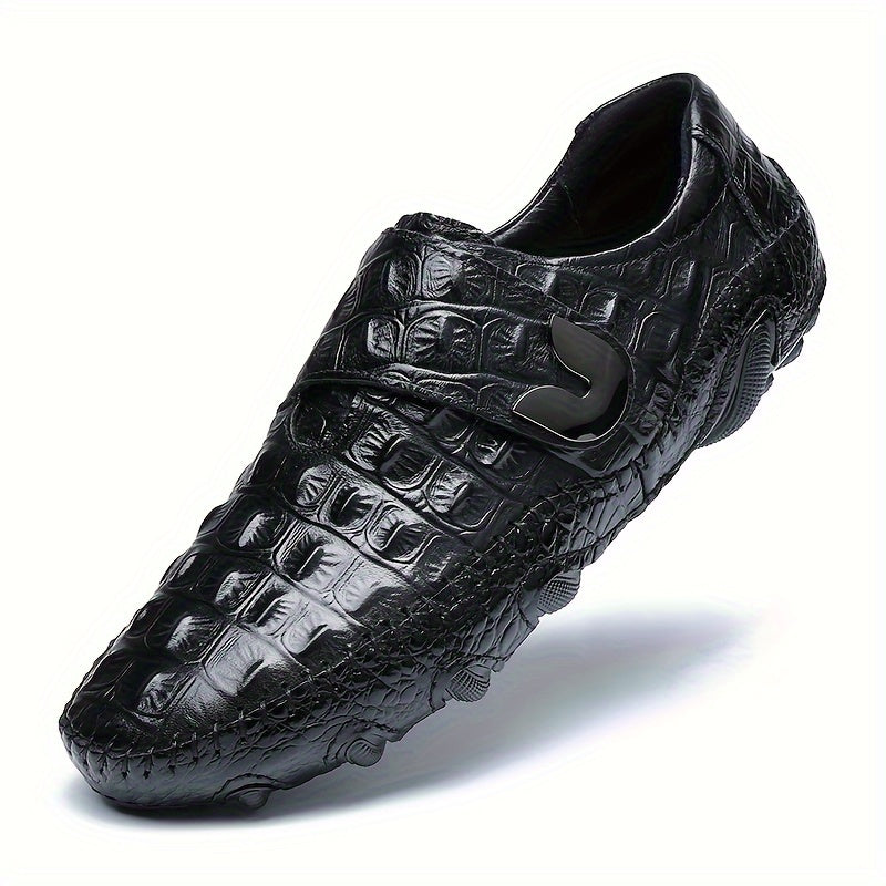 Men's Crocodile Embossed Leather Driving Loafers