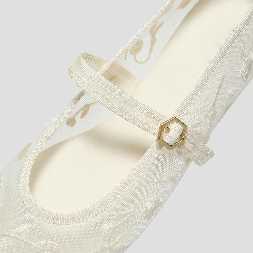 Elegant Sheer Mesh Ballet Flats with Gold Buckle