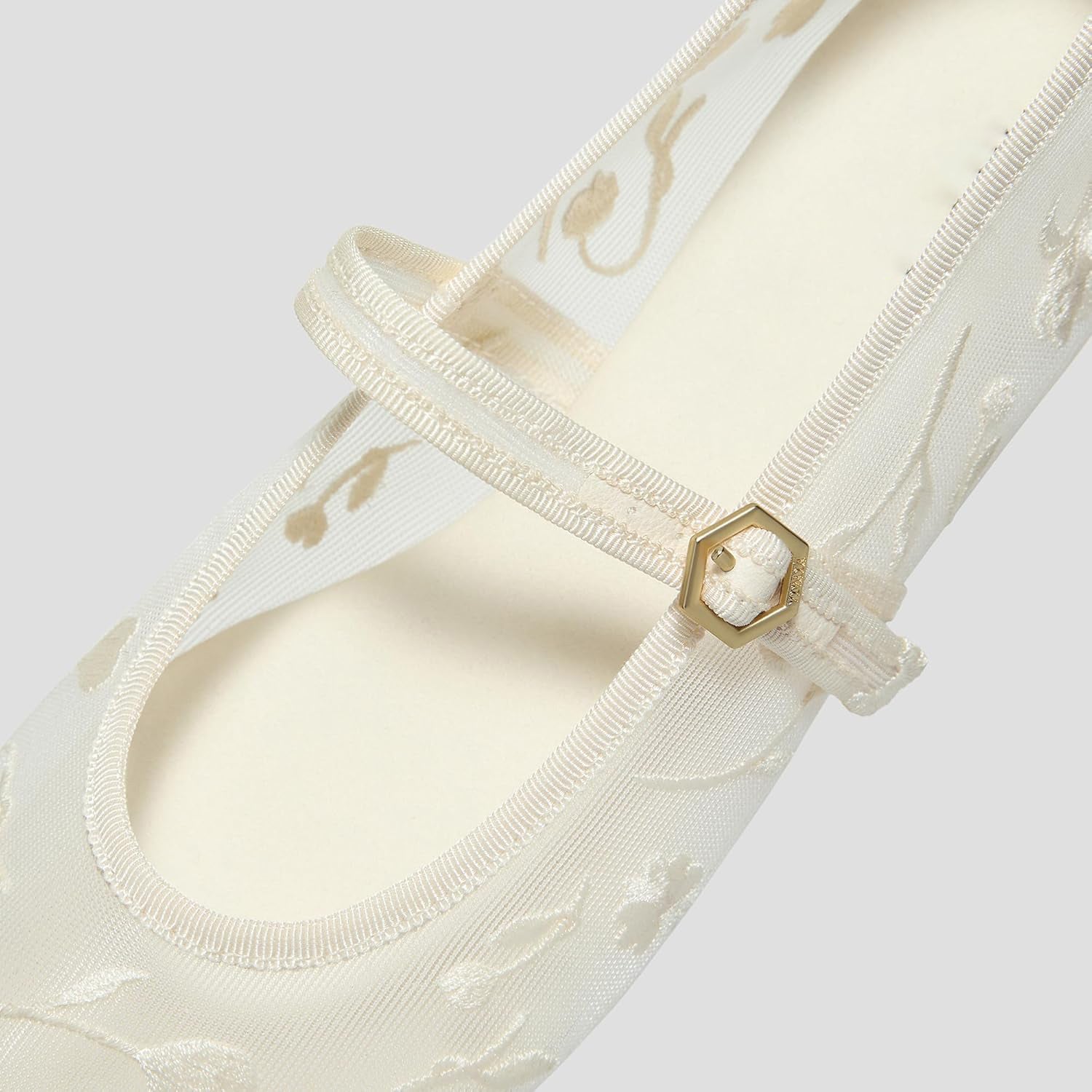 Elegant Sheer Mesh Ballet Flats with Gold Buckle