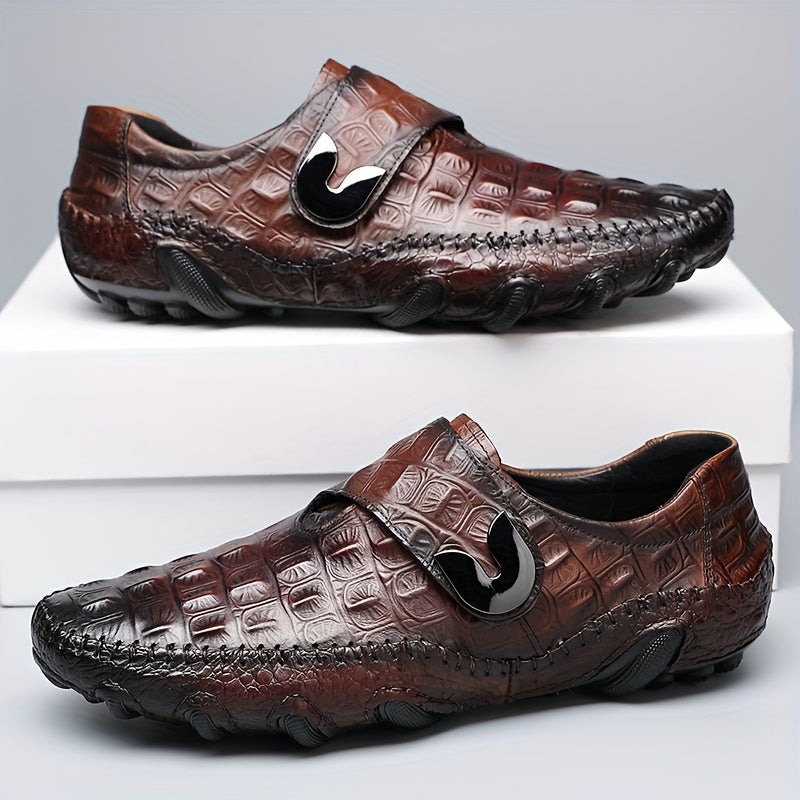 Men's Crocodile Embossed Leather Driving Loafers