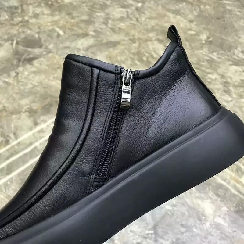 Black Leather Side-Zip Ankle Boots