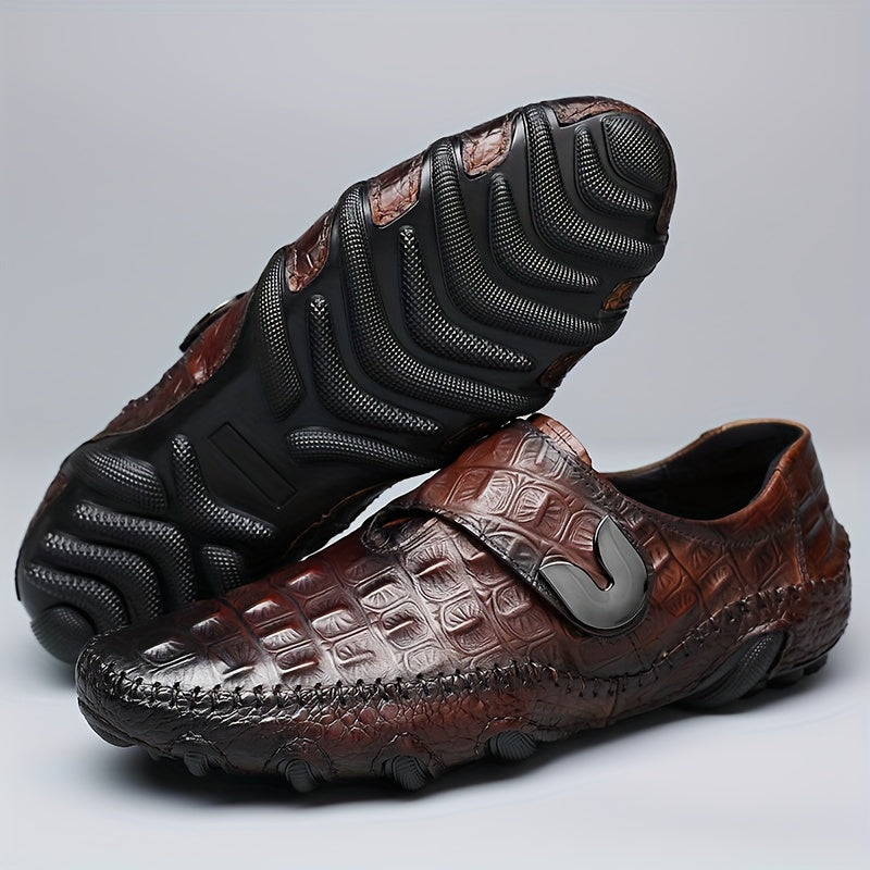 Men's Crocodile Embossed Leather Driving Loafers
