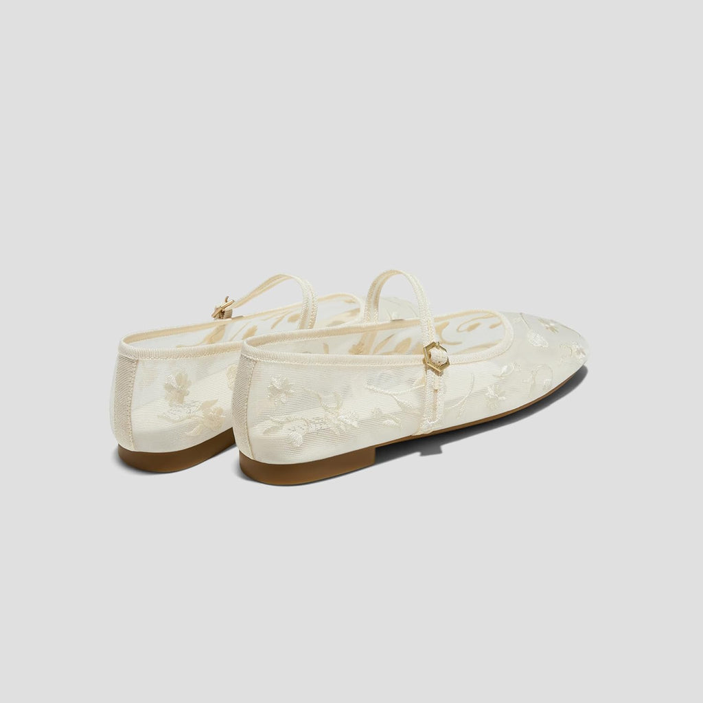 Elegant Sheer Mesh Ballet Flats with Gold Buckle