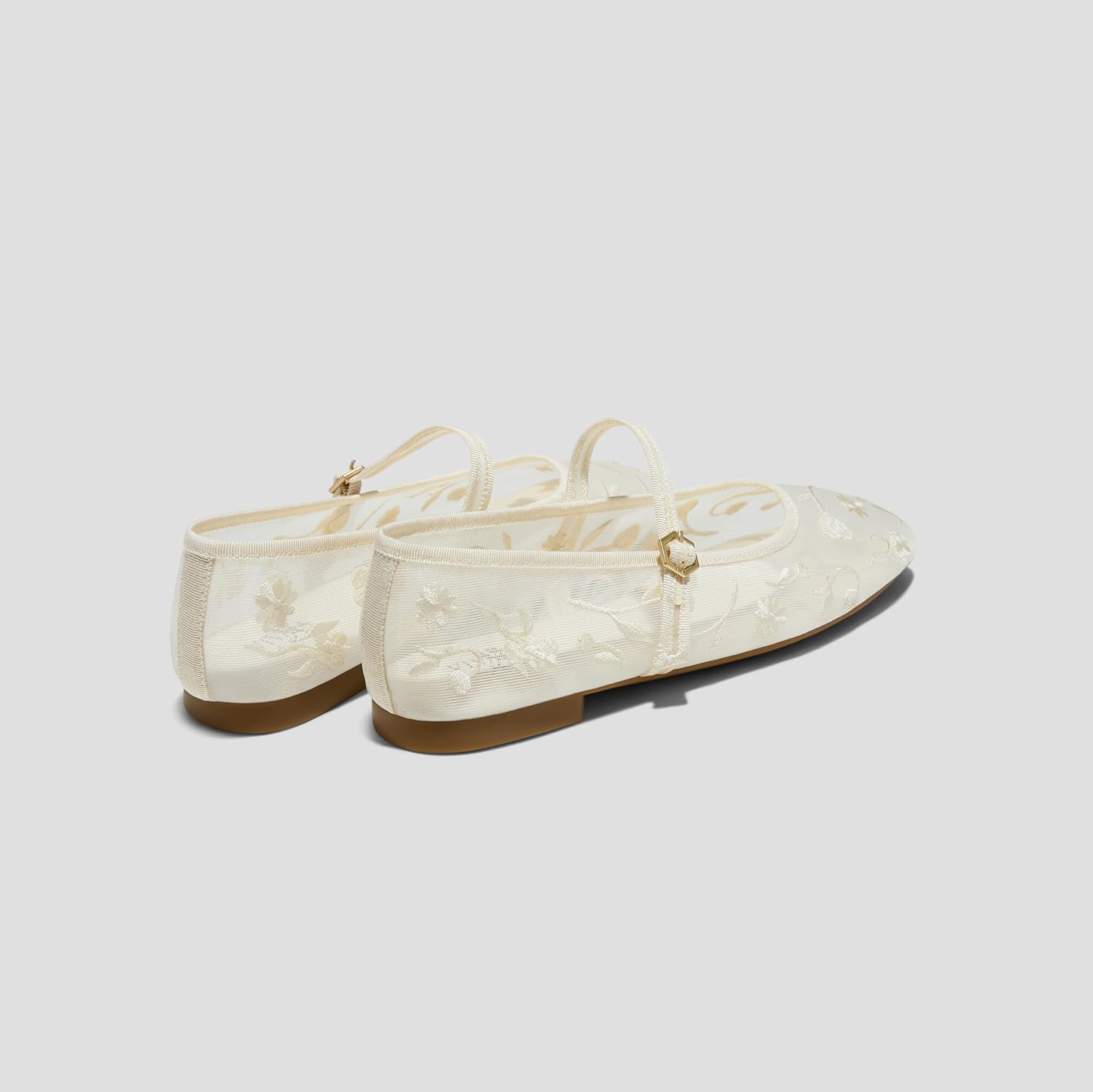 Elegant Sheer Mesh Ballet Flats with Gold Buckle