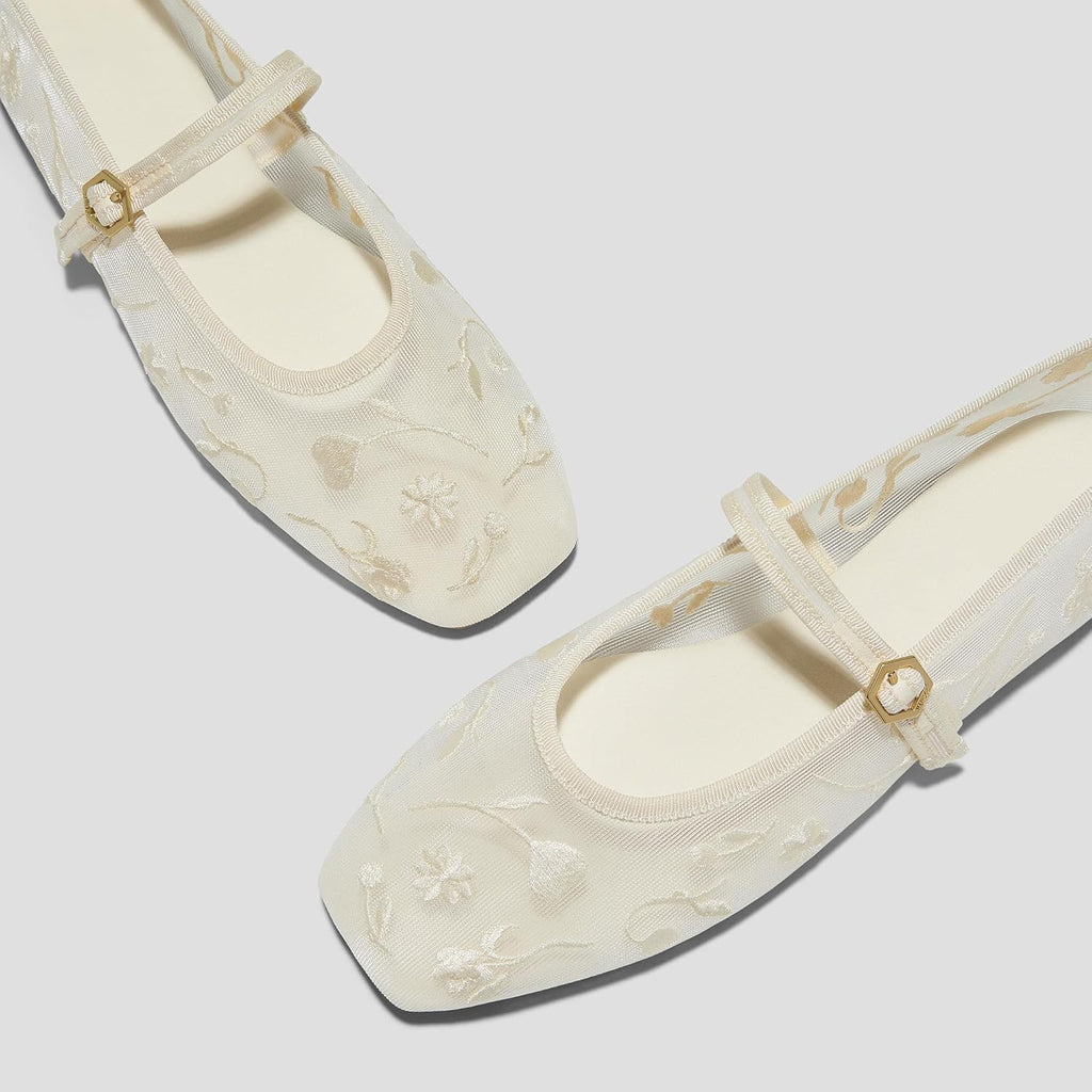 Elegant Sheer Mesh Ballet Flats with Gold Buckle