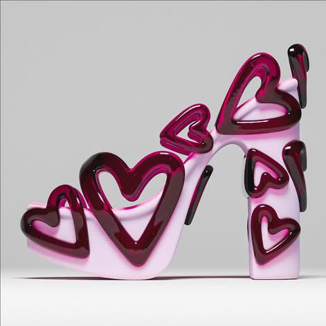 Ladies' Bold 3D Heart Design Open-Toe Heeled Sandals【Gradual Change】