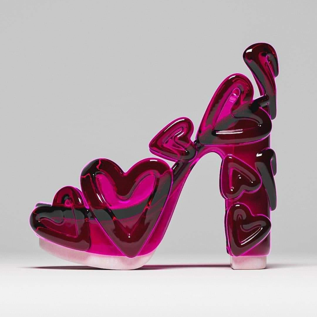 Ladies' Bold 3D Heart Design Open-Toe Heeled Sandals【Gradual Change】