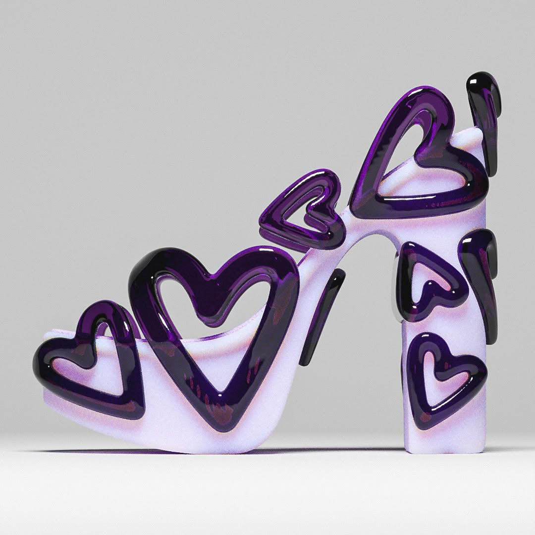 Ladies' Bold 3D Heart Design Open-Toe Heeled Sandals【Gradual Change】