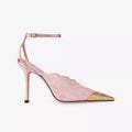 Ladies' Lace Pointed-Toe Ankle-Strap Heels