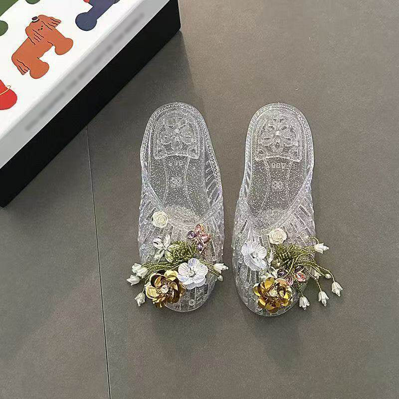 Women's Floral Embellished Jelly Slides