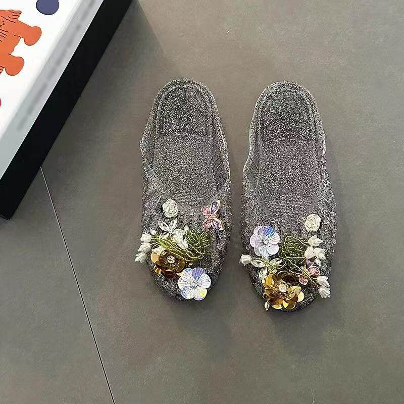 Women's Floral Embellished Jelly Slides