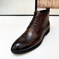 Polished Leather Lace-Up Dress Shoes With Side Zipper