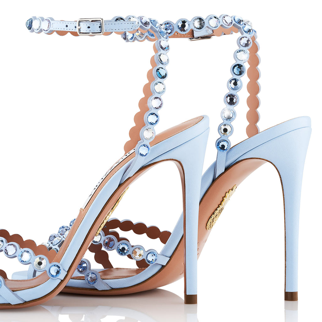 Ladies' Sky Blue Crystal Ankle-Strap Stiletto Sandals