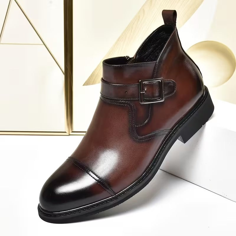 Hybrid Formal-Casual Buckle Boots