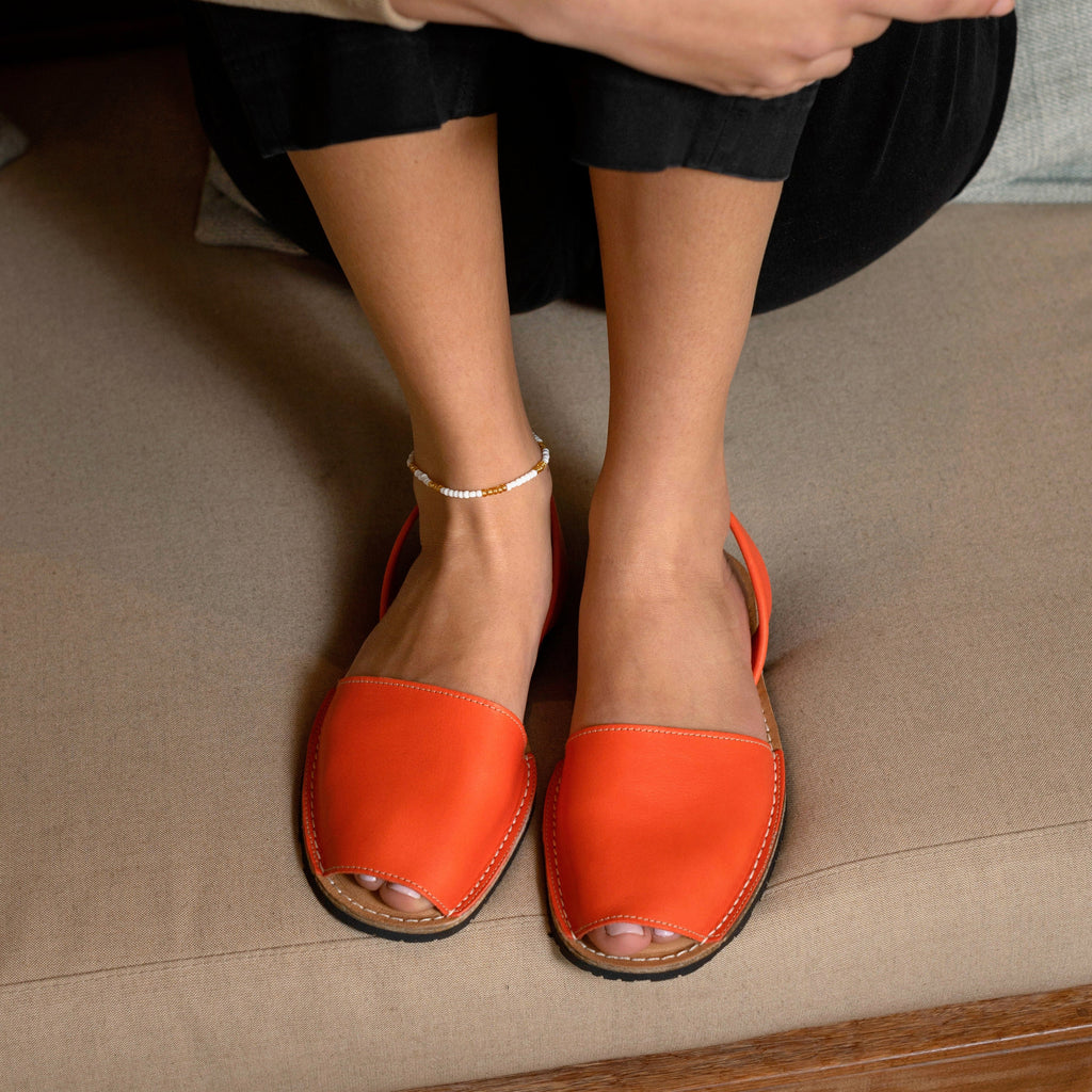 Hand-Stitched Single Strap Slingback Genuine Leather Flat Sandals