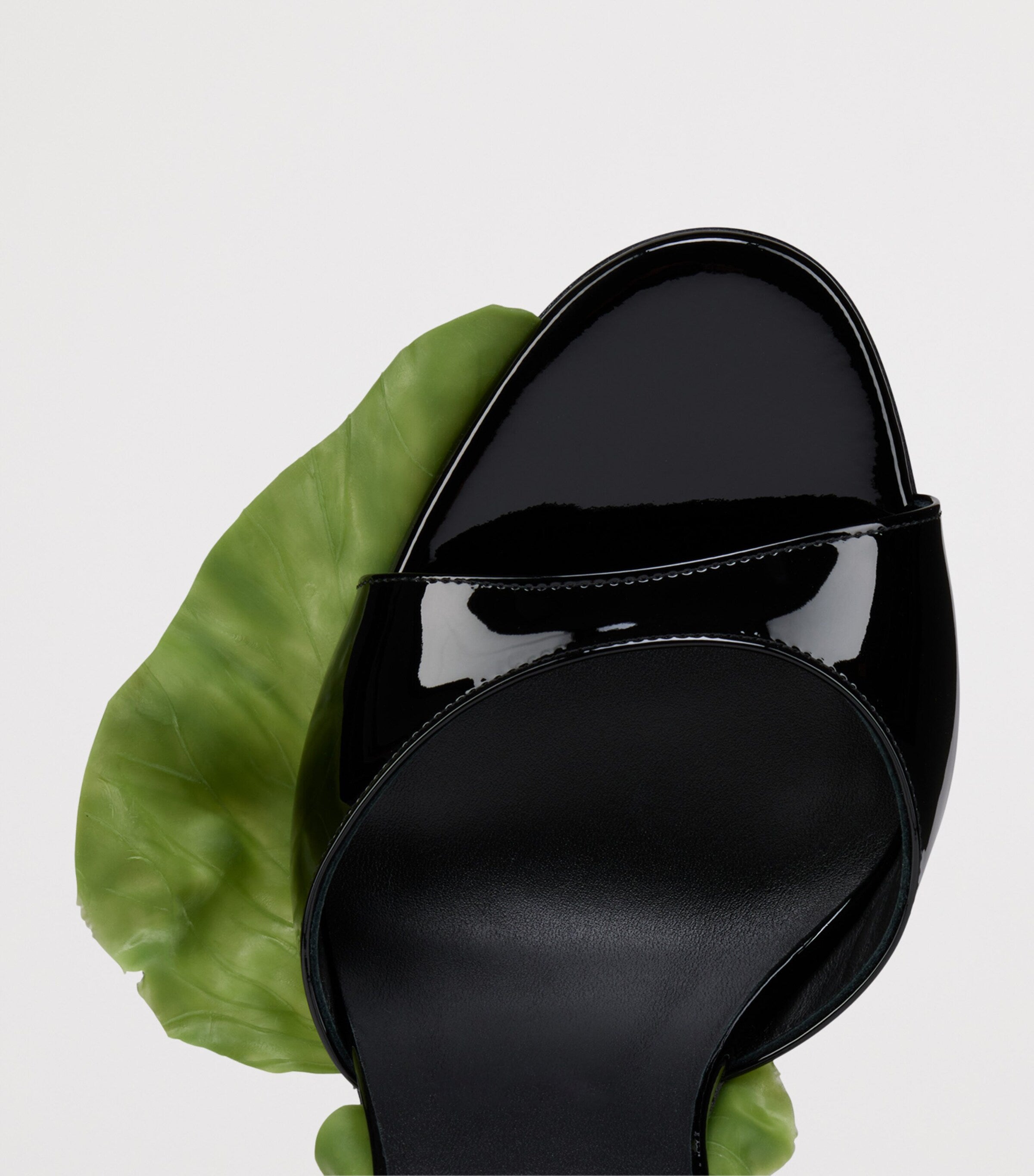 Women's Lettuce & Snail-Embellished Patent Leather Mule Heels