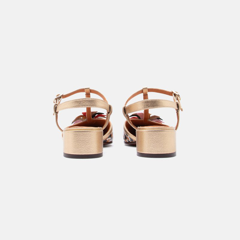 Ladies' Colorful Pattern Block Heel Slingback Pumps