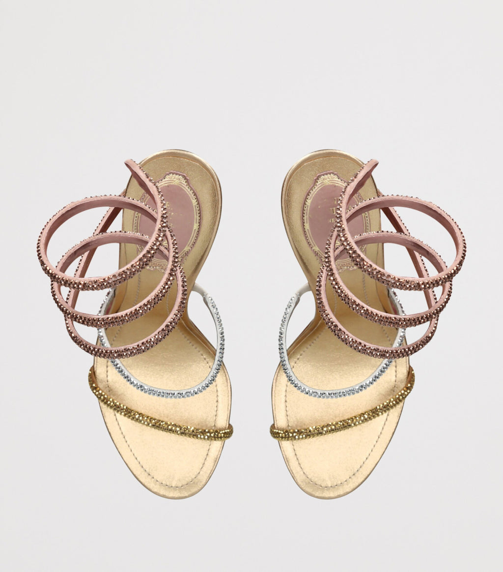 Ladies' Snake-Wrap Colorful Rhinestone Stiletto Sandals