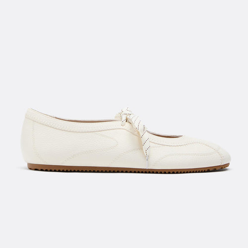 French Striped Lace-Up Stitched Flat Ballet Trainer Flats