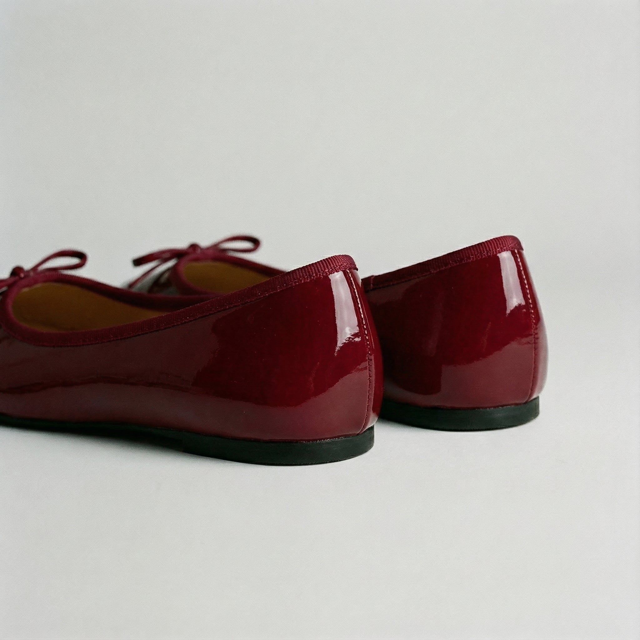 Patent Leather Bow Ballet Flats French Round Toe Slip On Shoes