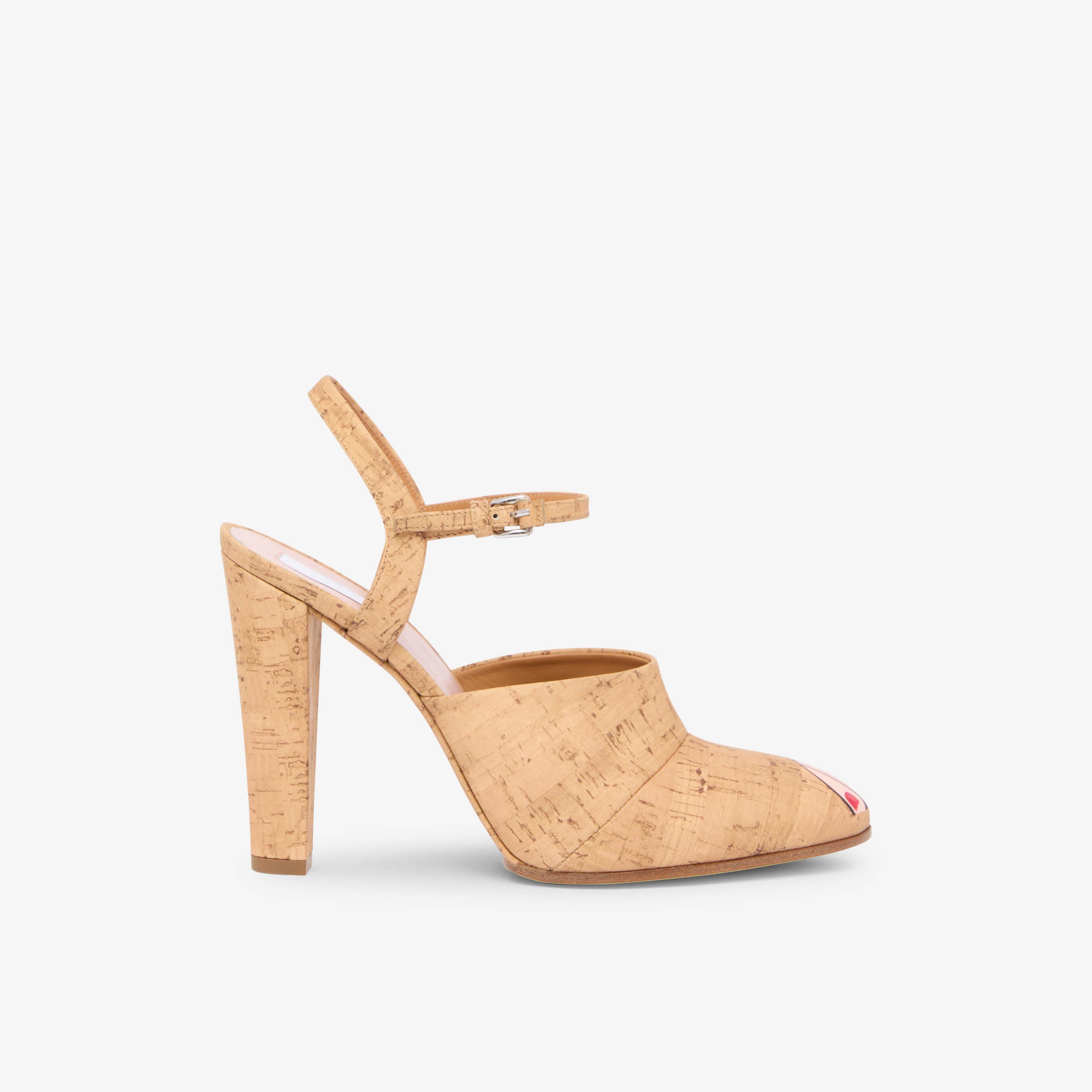 Women's Cork Ankle-Strap Block Heel Pumps with Art Print
