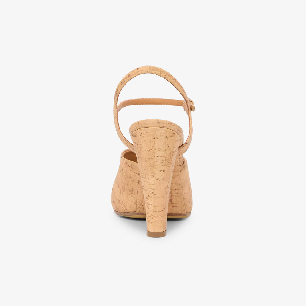 Women's Cork Ankle-Strap Block Heel Pumps with Art Print