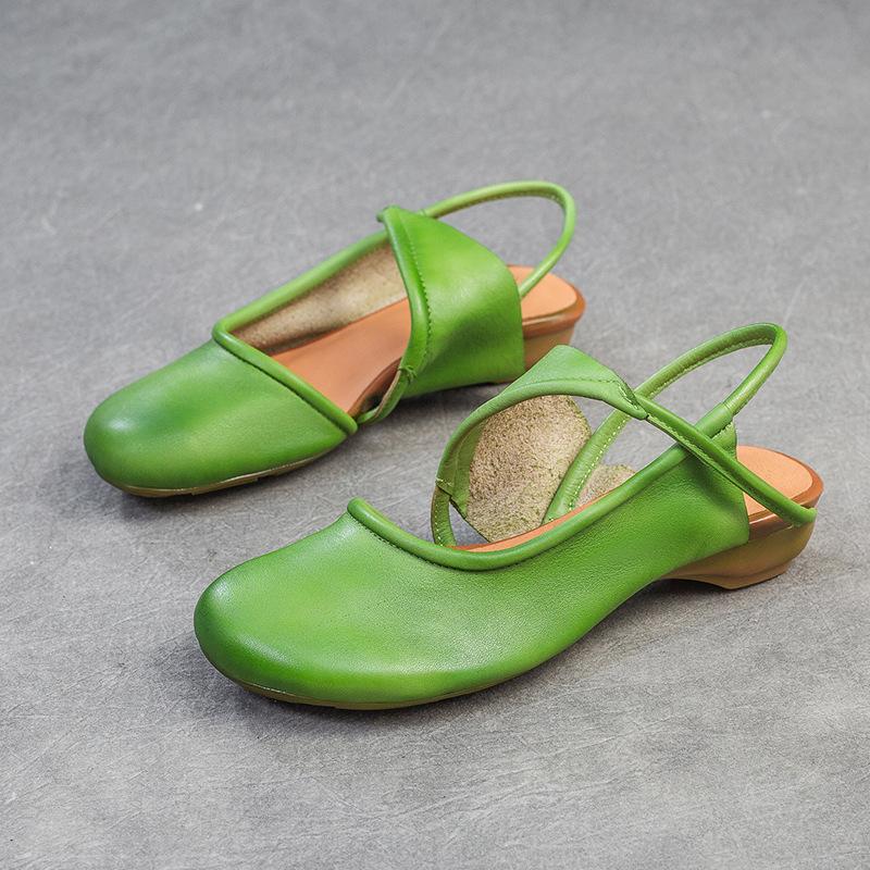 Ladies Soft Leather Slingback Mary Jane Flats