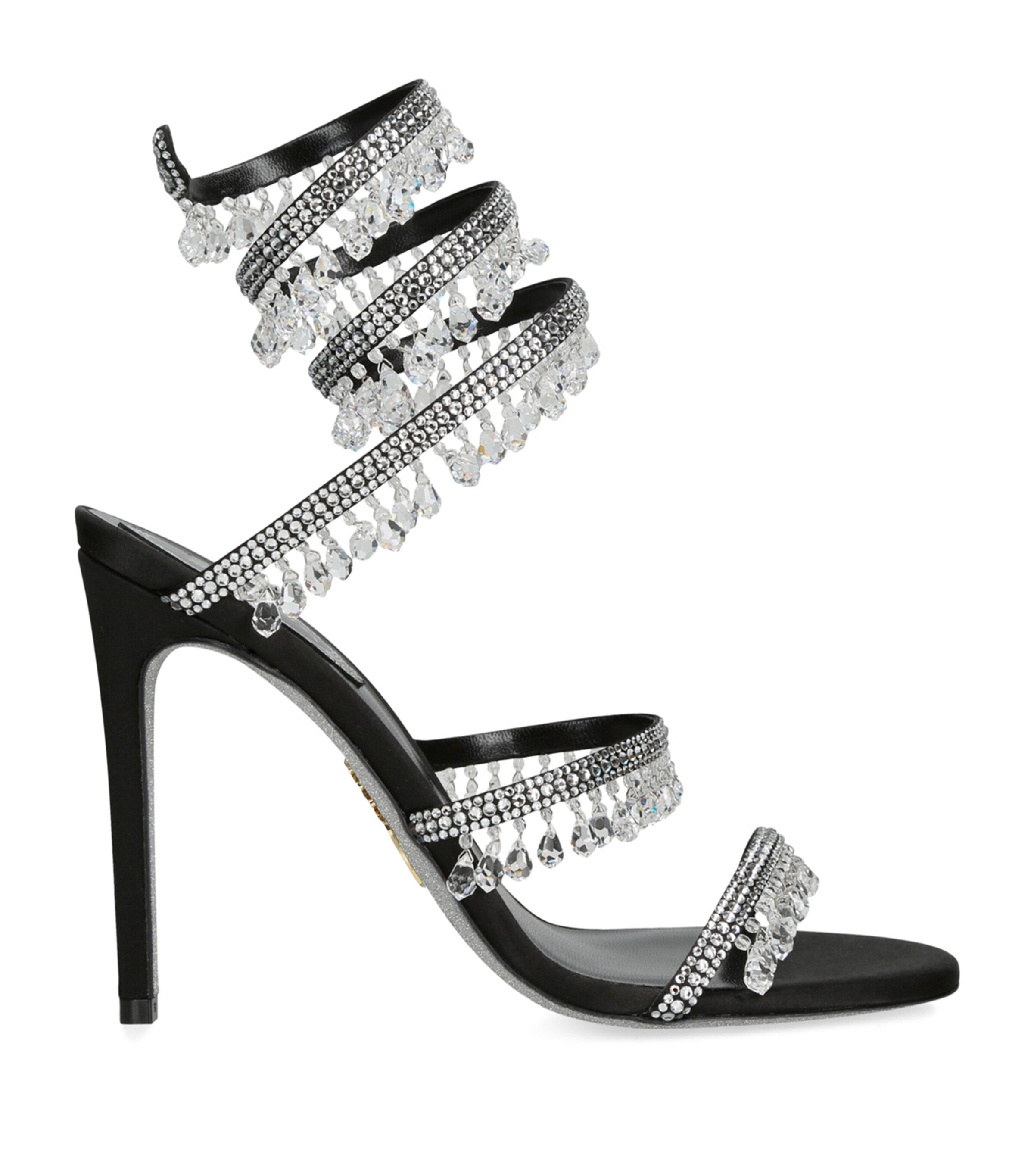Ladies' Crystal Fringe Ankle-Wrap Stiletto Sandals